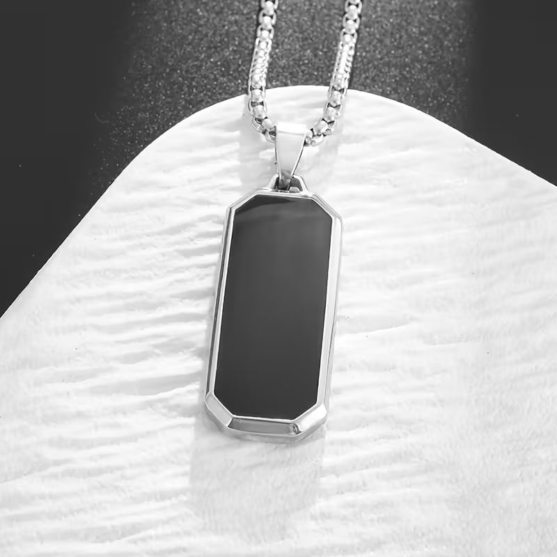Long Square Necklace in Silver