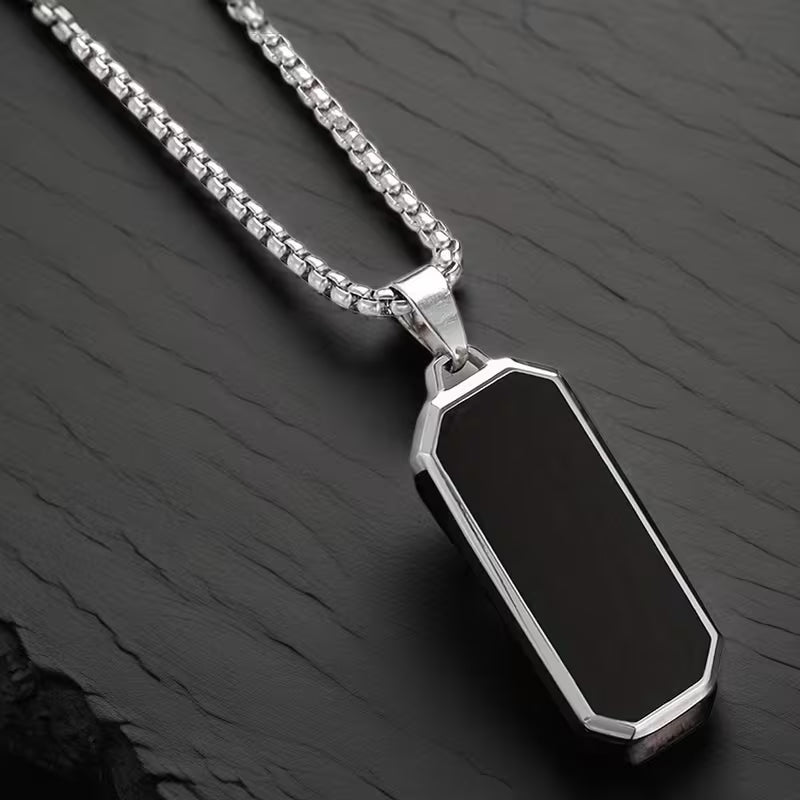 Long Square Necklace in Silver