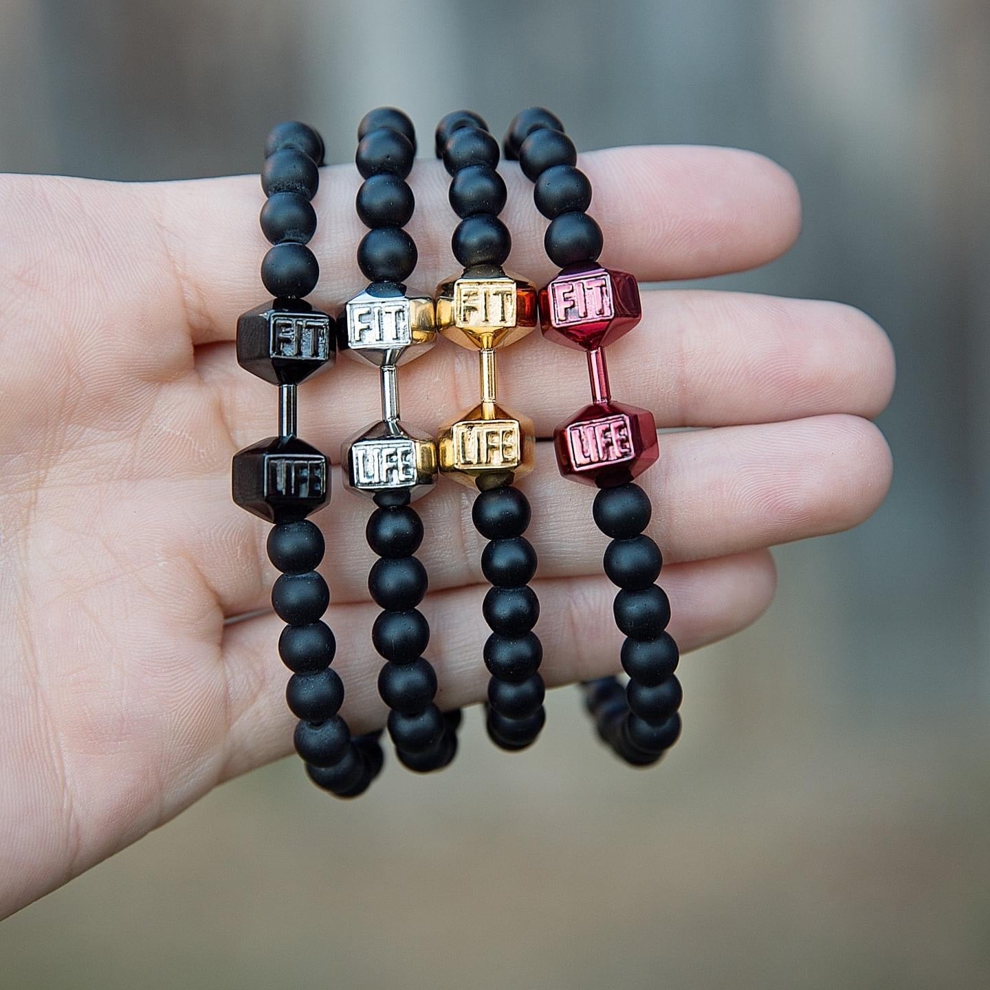 Black Dumbbell Bracelet