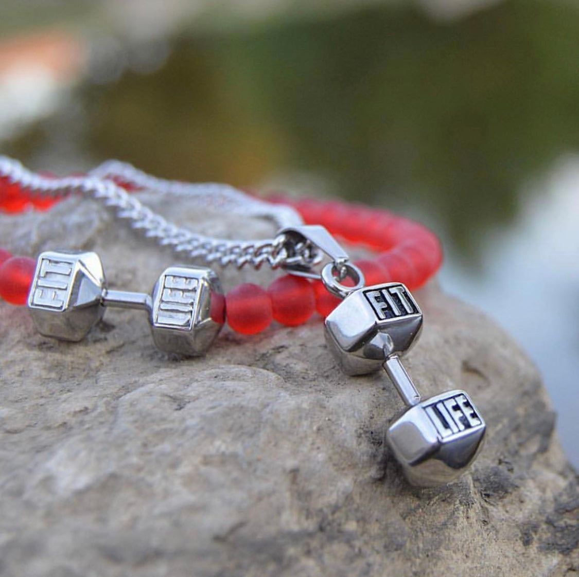 Silver Dumbbell Necklace