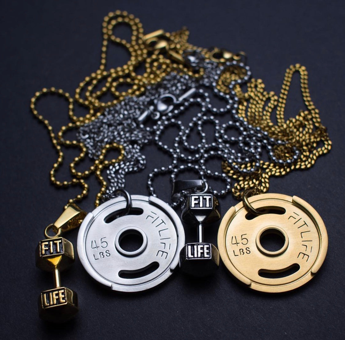 Silver Dumbbell Necklace