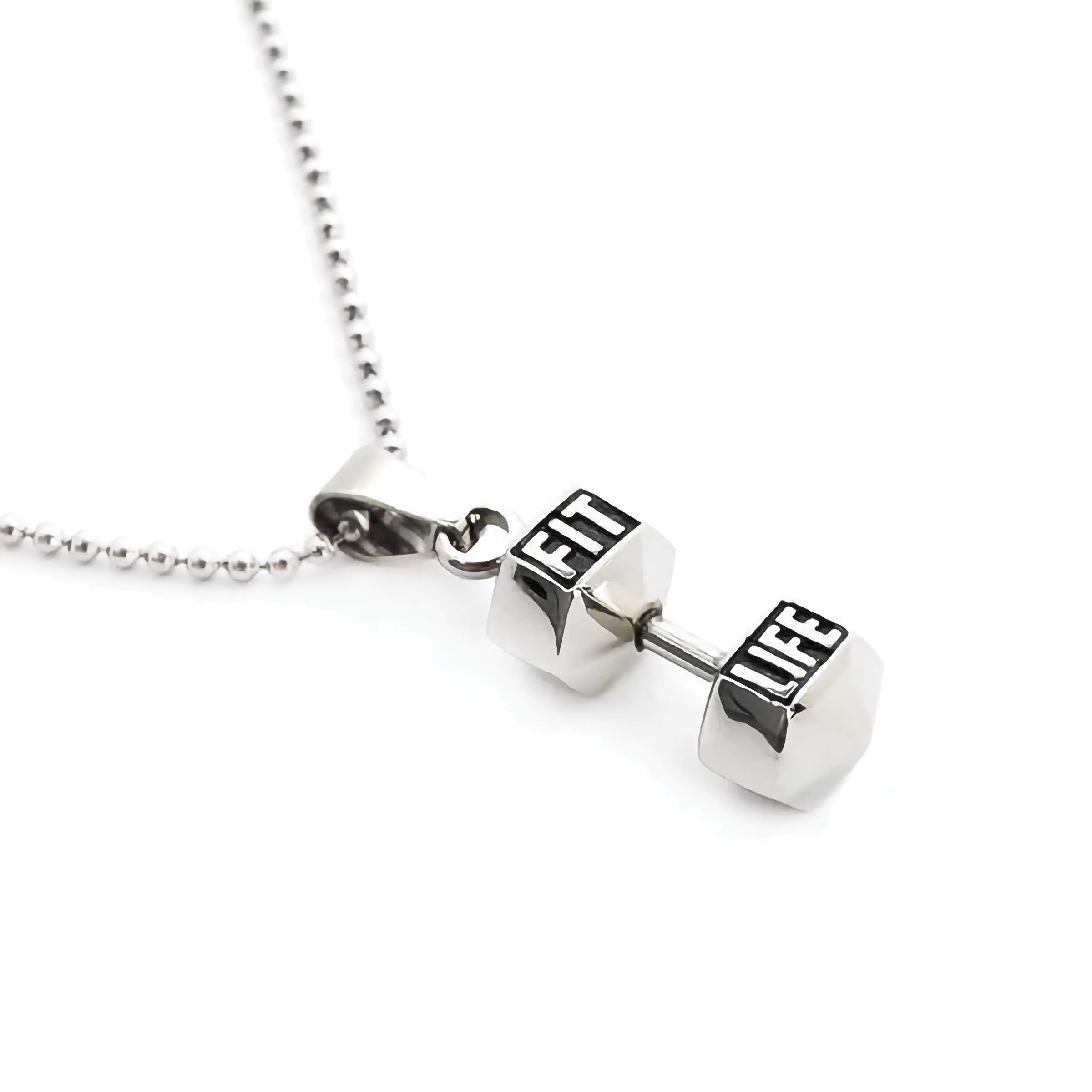 Silver Dumbbell Necklace