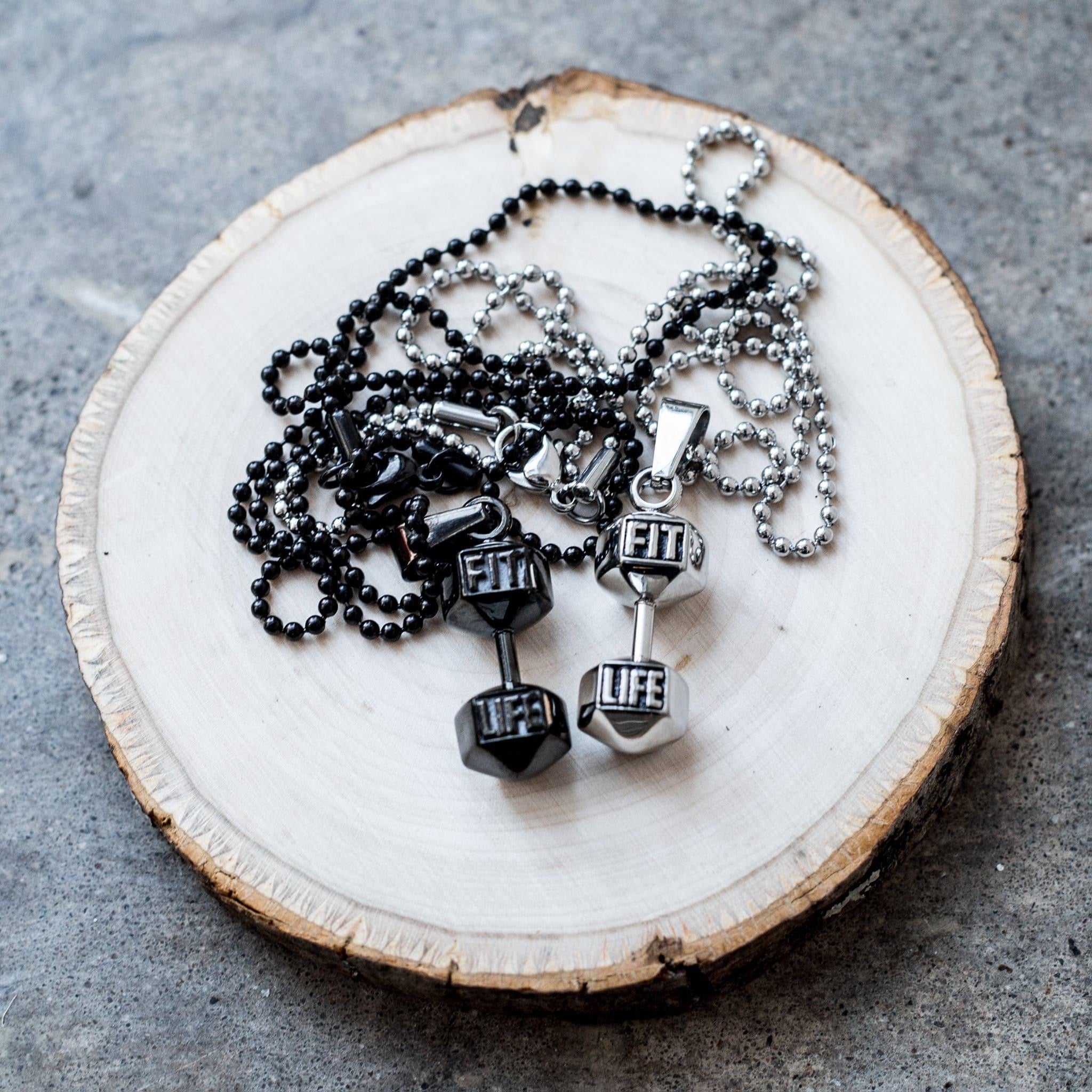 Black Dumbbell Necklace