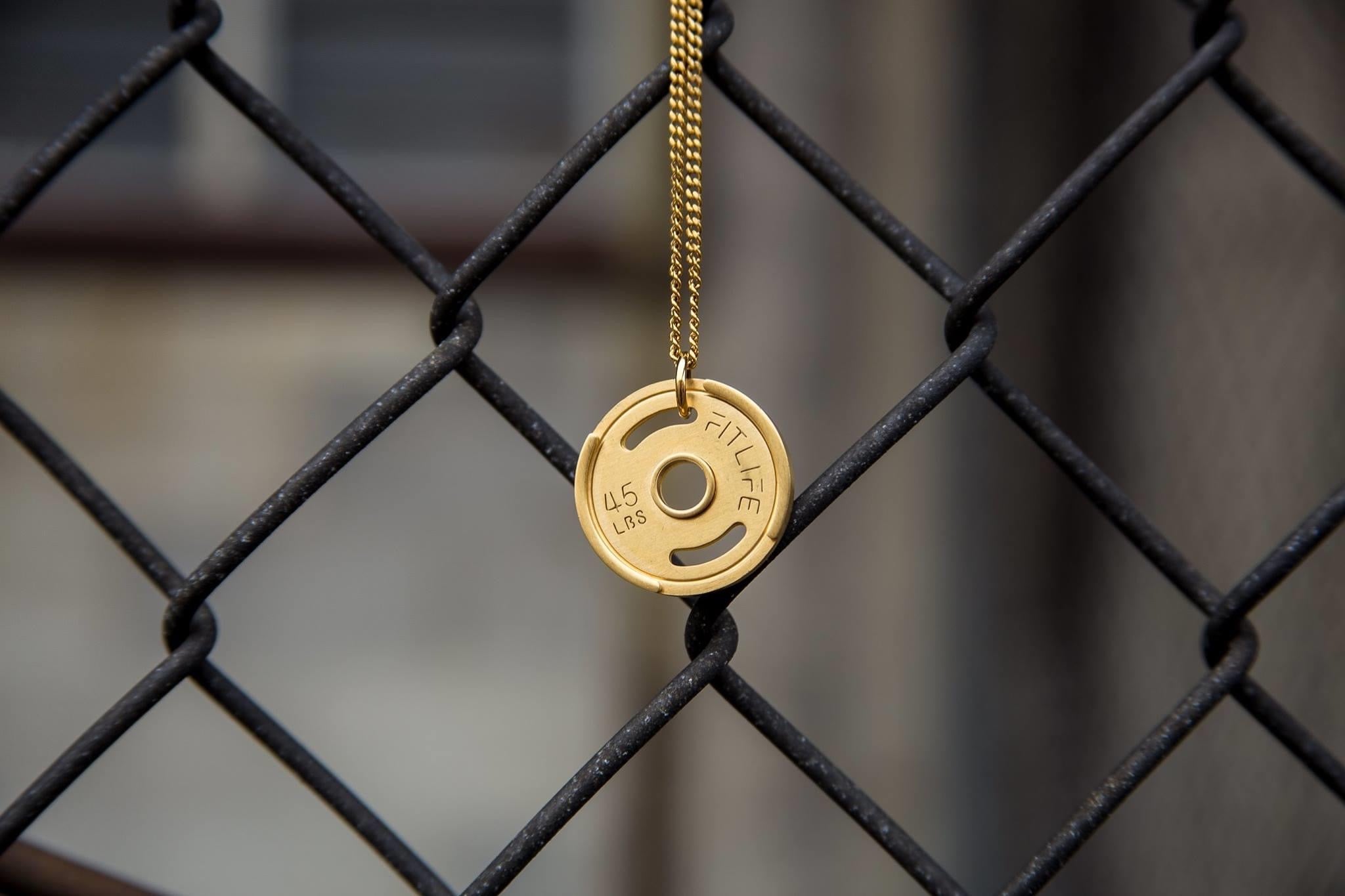 Gold Weight Plate Necklace