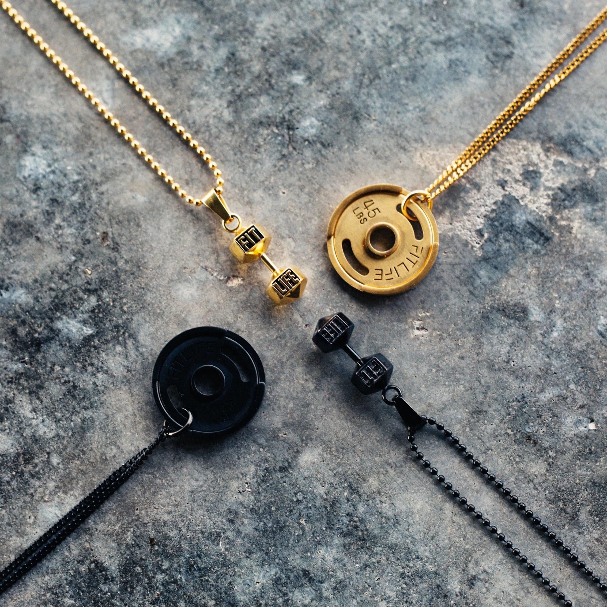 Gold Dumbbell Necklace