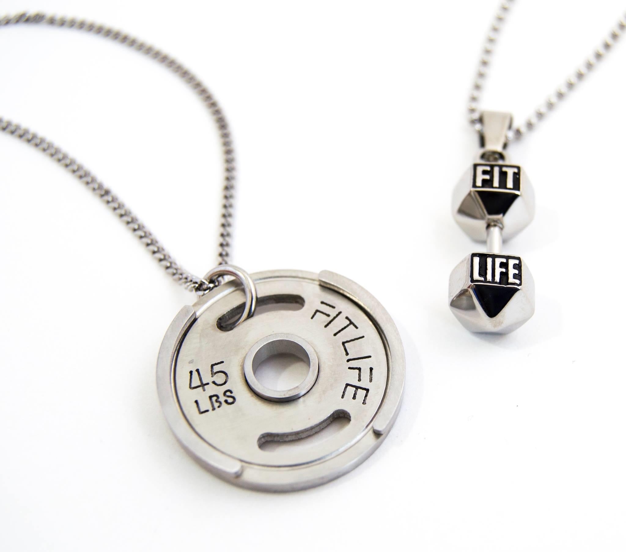 Silver Dumbbell Necklace