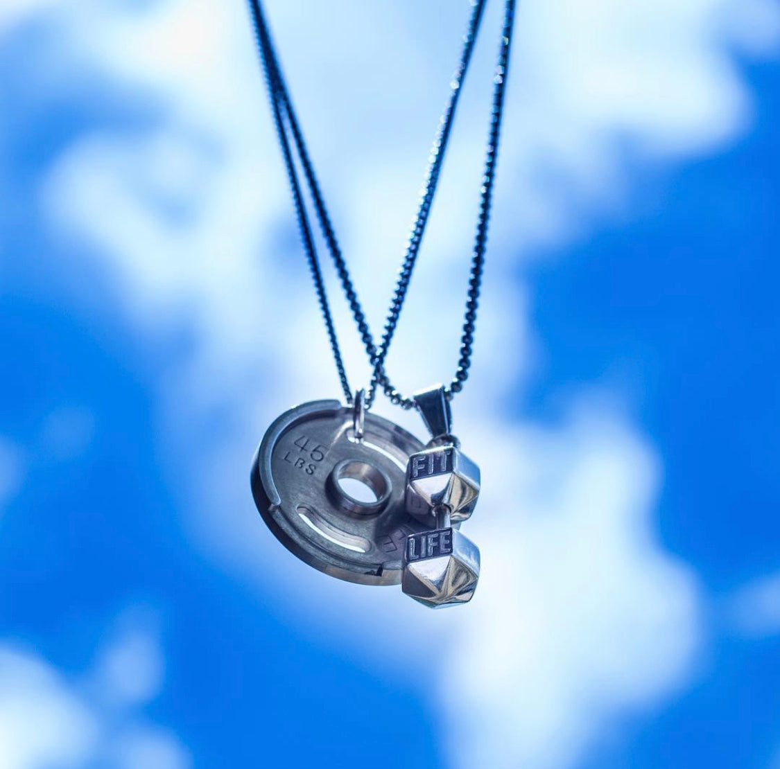 Silver Dumbbell Necklace