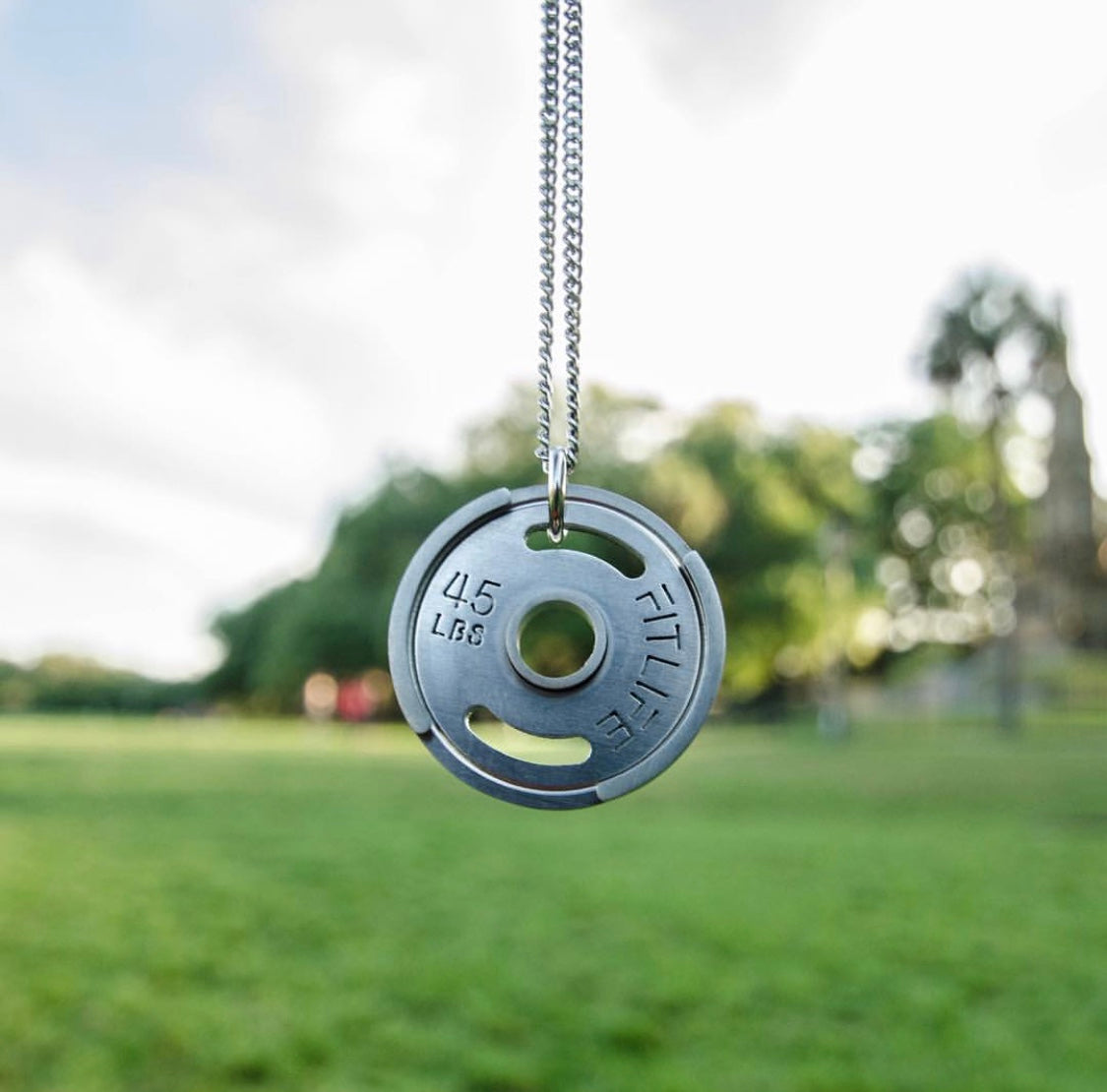 Silver Weight Plate Necklace